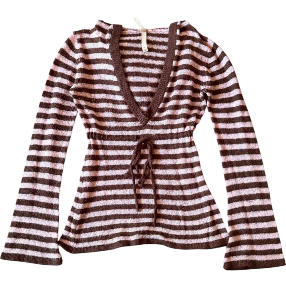 Anchor Blue Y2K Striped Long Sleeve Top